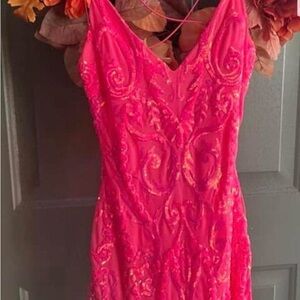 Elegant Pink Lace Dress